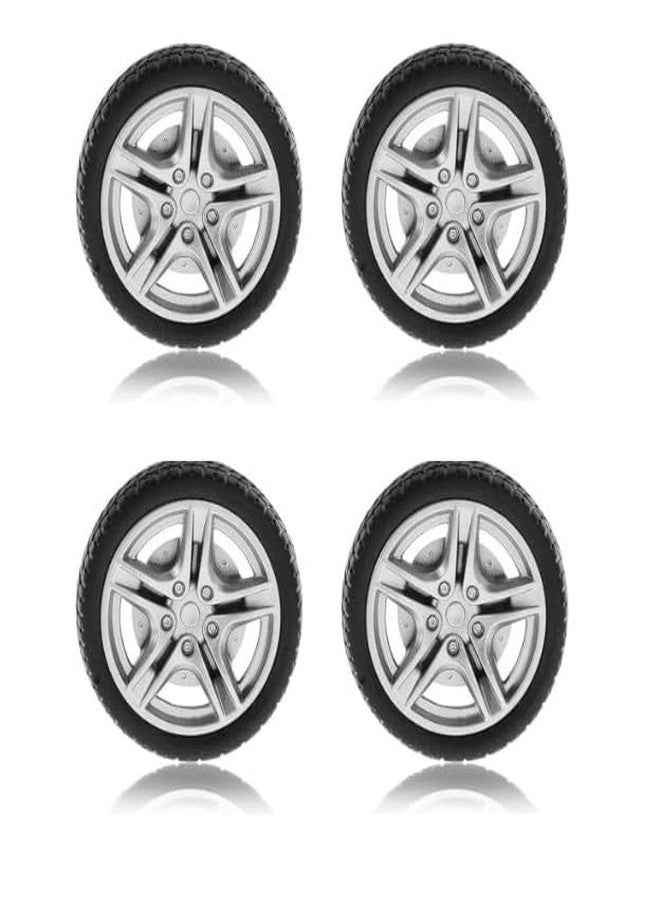 Cauaoa 4Pcs Black Toy Car Wheel Tires,48mm Simulation Rubber Wheel Tire Toy Model DIY RC Spare Parts Easy Installation Small in Size,Remote and App Controlled Vehicles and Parts,Wheels and Tires - Image 1